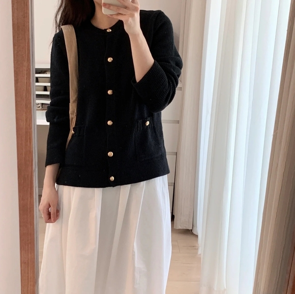 NWT Zara Knit Cardigan With Gold Button - Picture 6 of 16